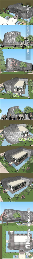 弧形商业会所建筑SU模型