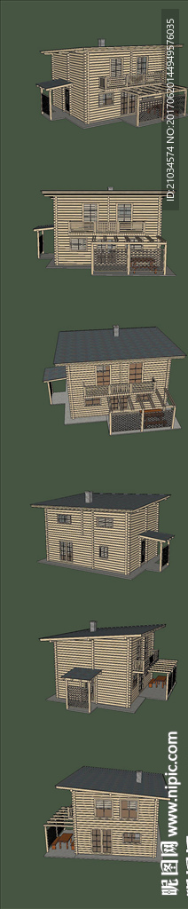两层住宅木房子SU模型