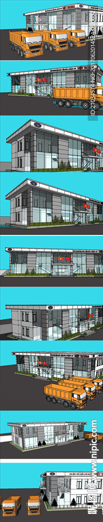 现代展示馆展览馆建筑模型