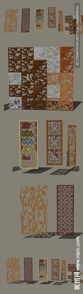 中式装饰板窗花模型SU设计