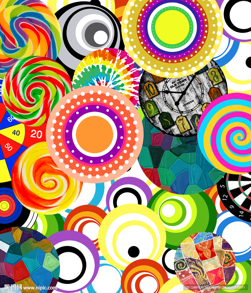 彩色圈圈圆圈钟表