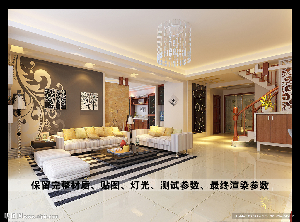 小别墅客厅沙发背景墙效果图