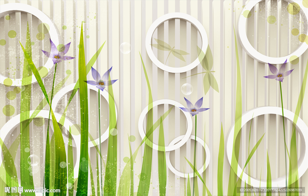 3d小清新电视背景墙