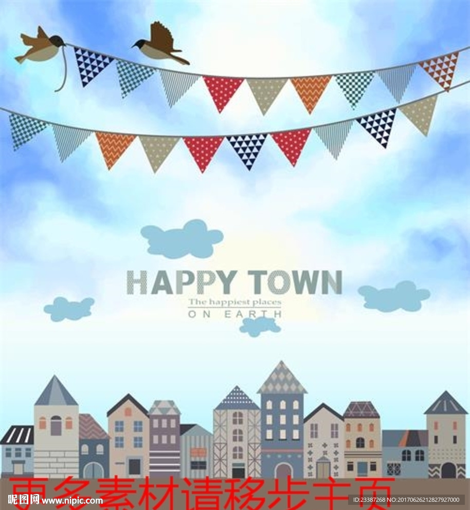 欧式房子矢量小鸟