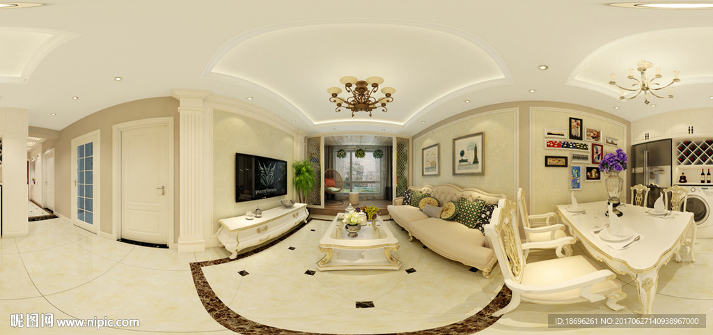 欧式客餐厅全景模型