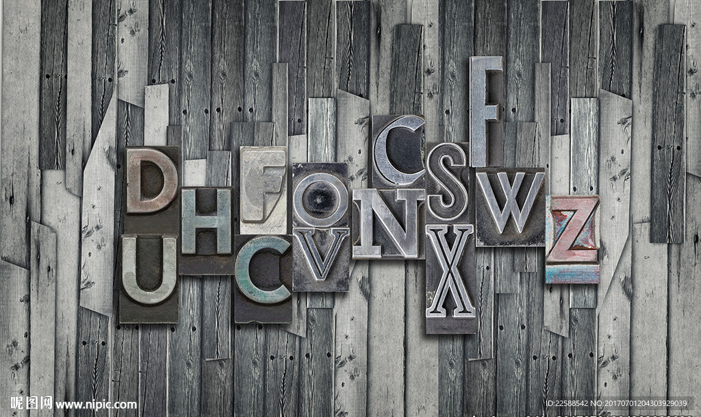 3D立体字母高清大型壁画背景墙