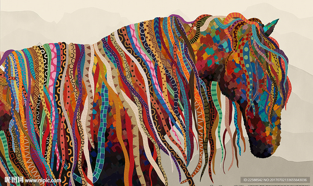 彩色斑马艺术大型高清壁画背景墙