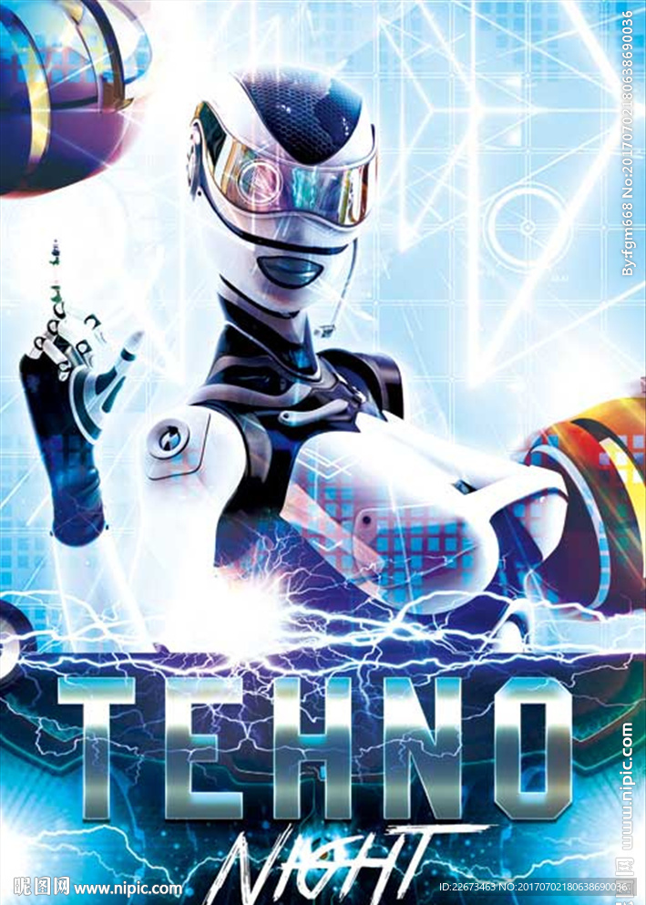 机器人电流闪电酒吧音乐演出派对