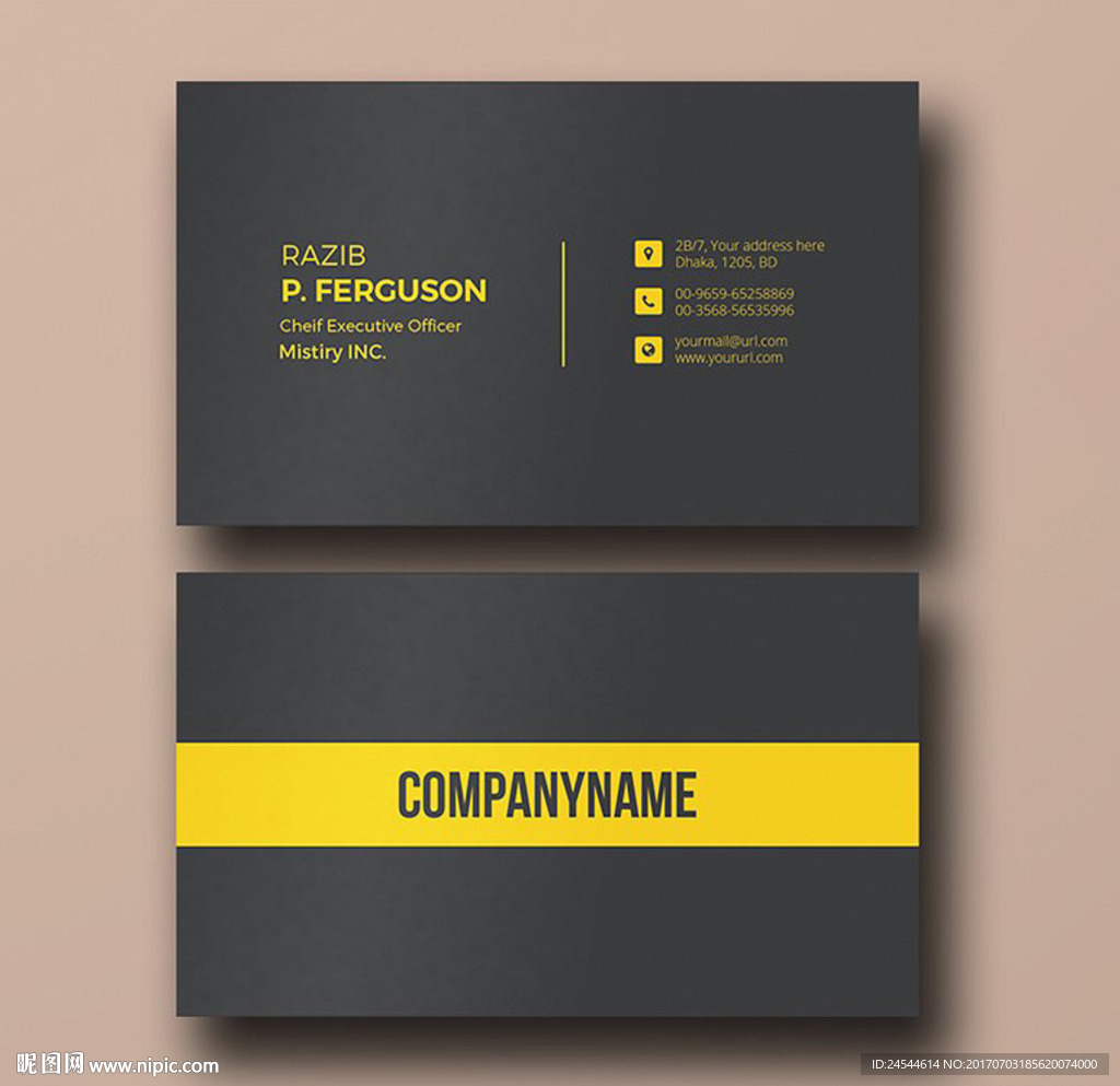 黑金色简约名片设计PSD模板