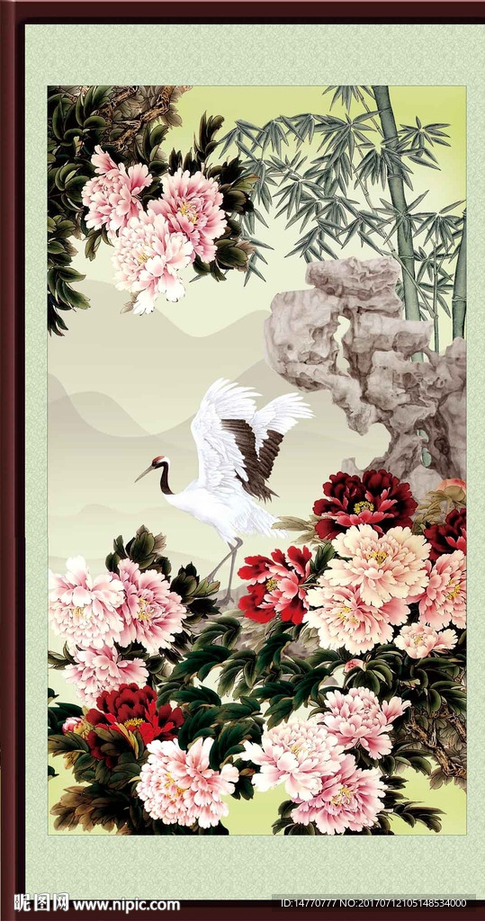 花开富贵 仙鹤图