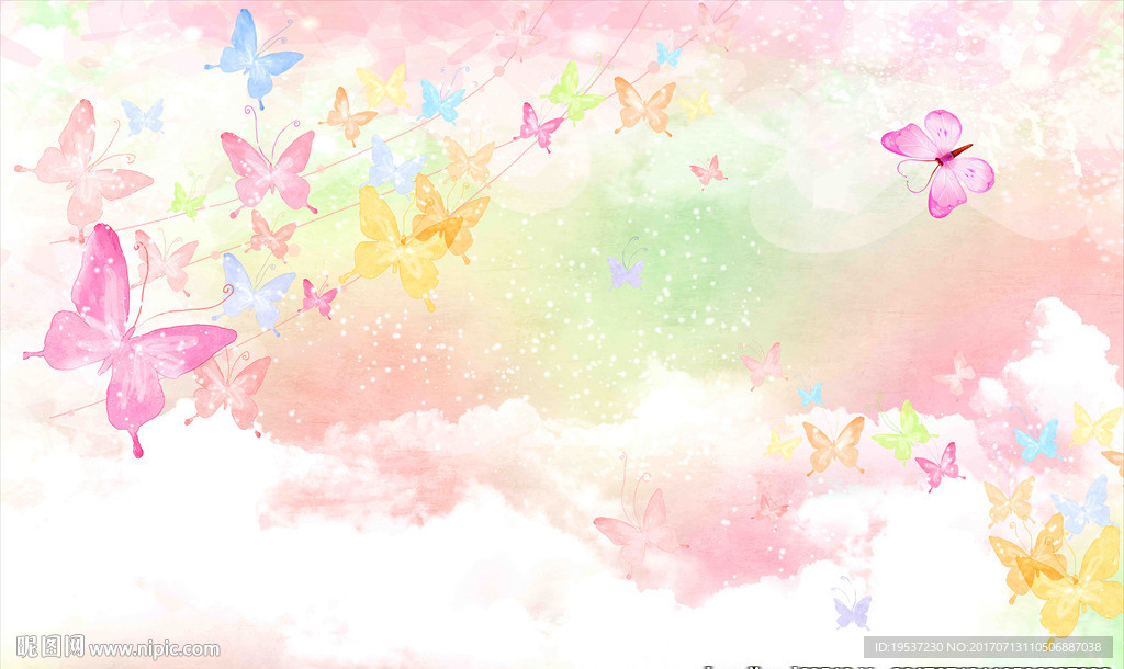 梦幻卡通蝴蝶插画