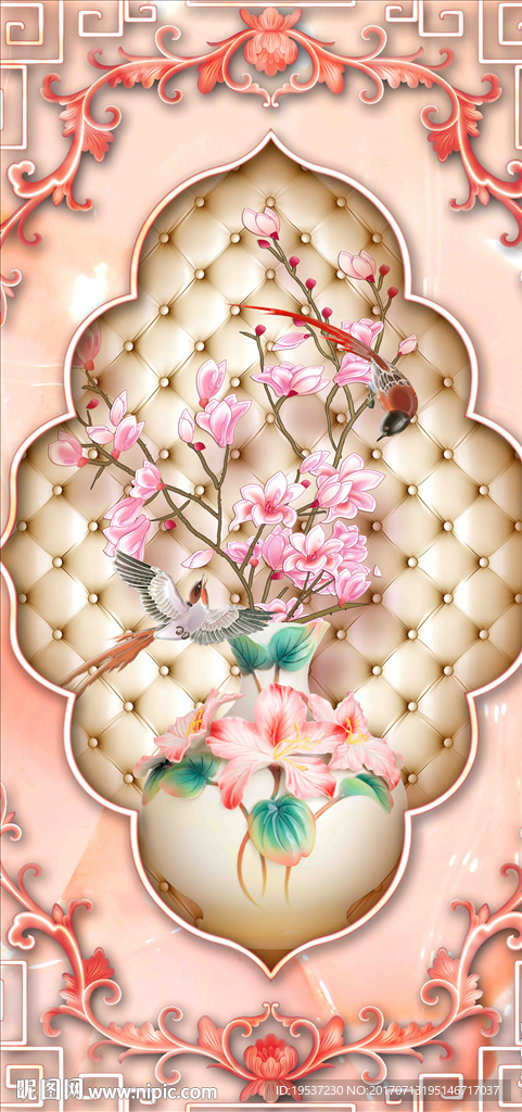 欧式花瓶兰花玄关背景