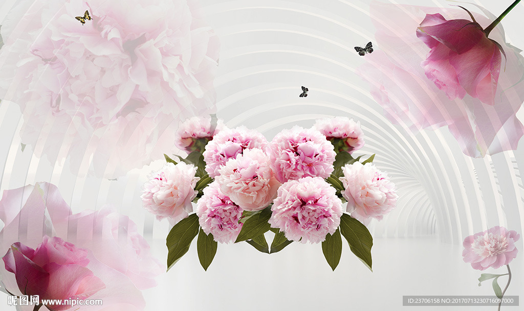 3D梦幻花卉背景墙