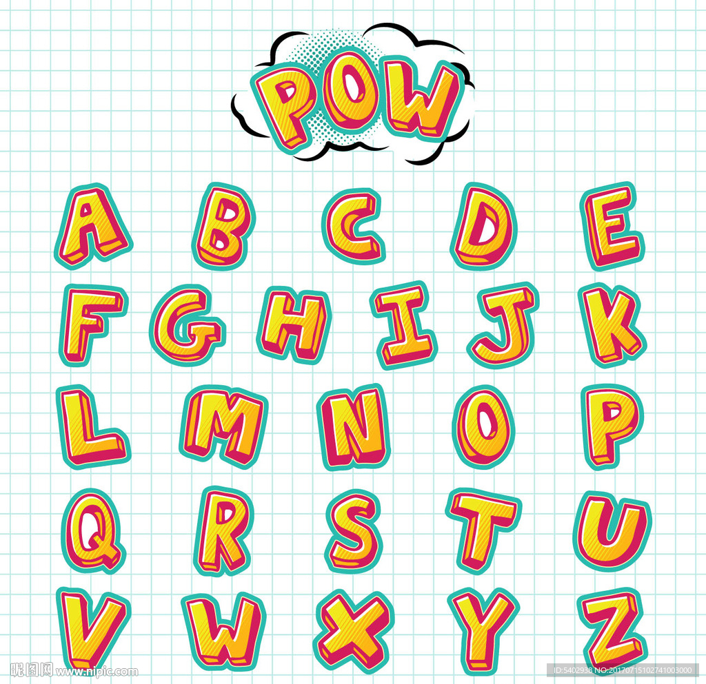 彩色可爱矢量英文字母