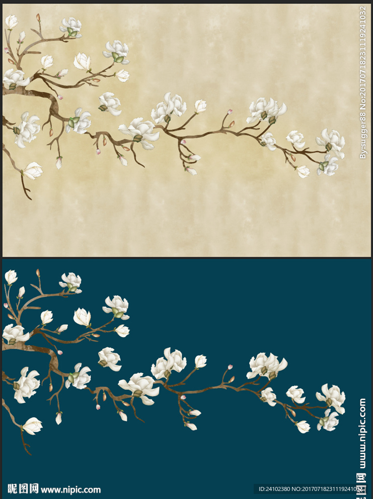 玉兰花开富贵室雅兰香新中式花鸟