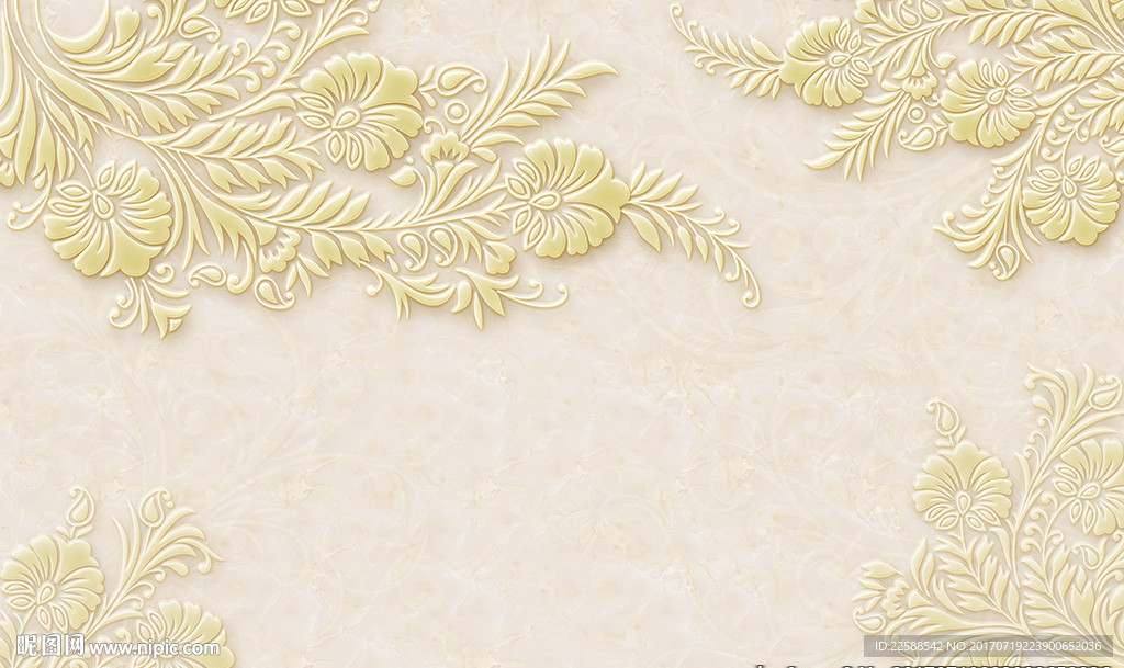 浮雕花纹艺术壁画电视背景墙