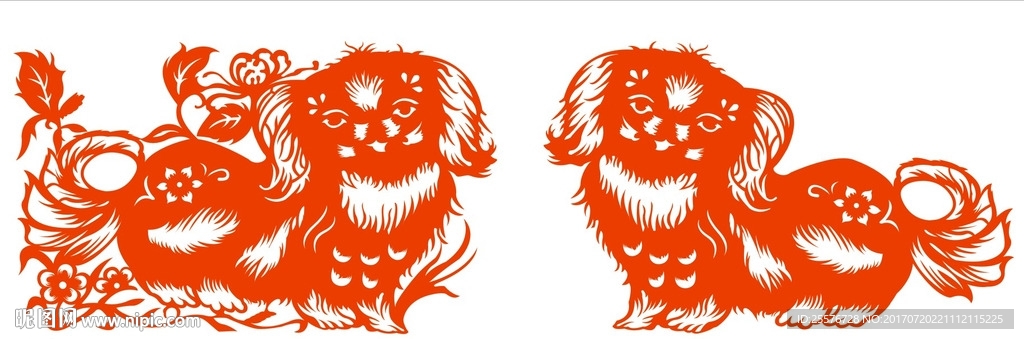 狗年剪纸矢量图