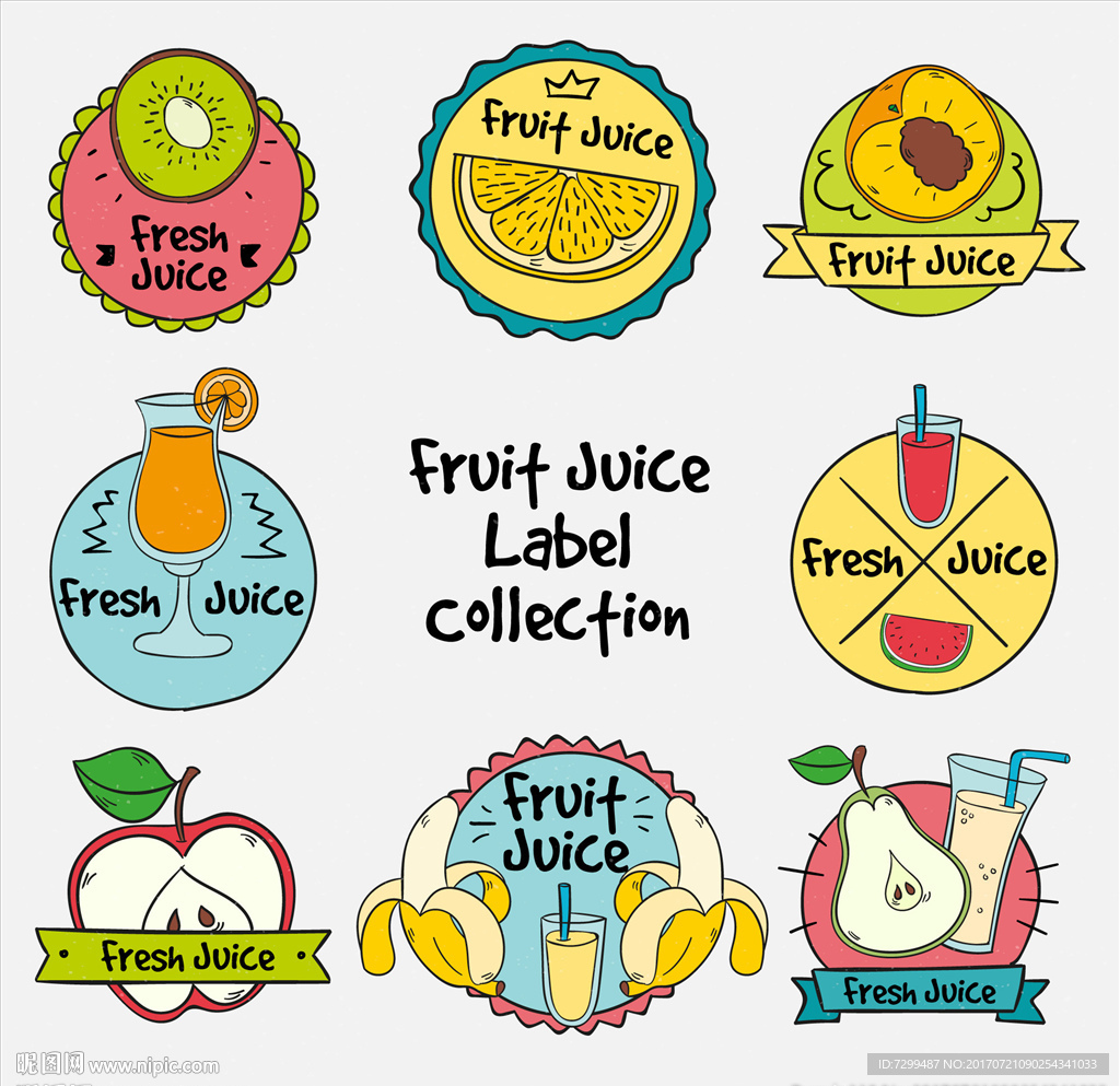 卡通水果标签贴纸