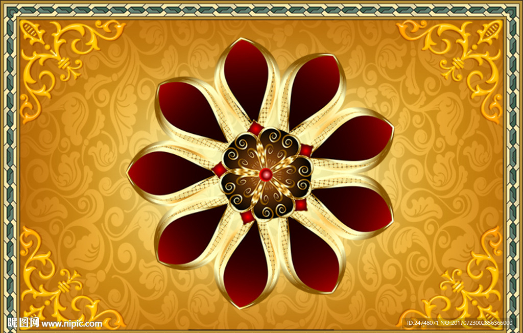 欧式风格花纹花朵奢华酒店吊顶