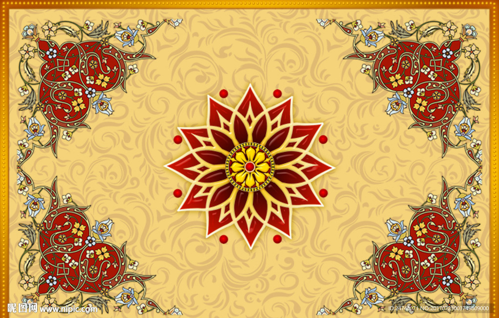 欧式花纹花朵大气奢华酒店吊顶