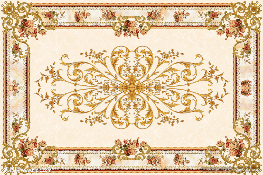 欧式花纹温馨玫瑰花大理石吊顶