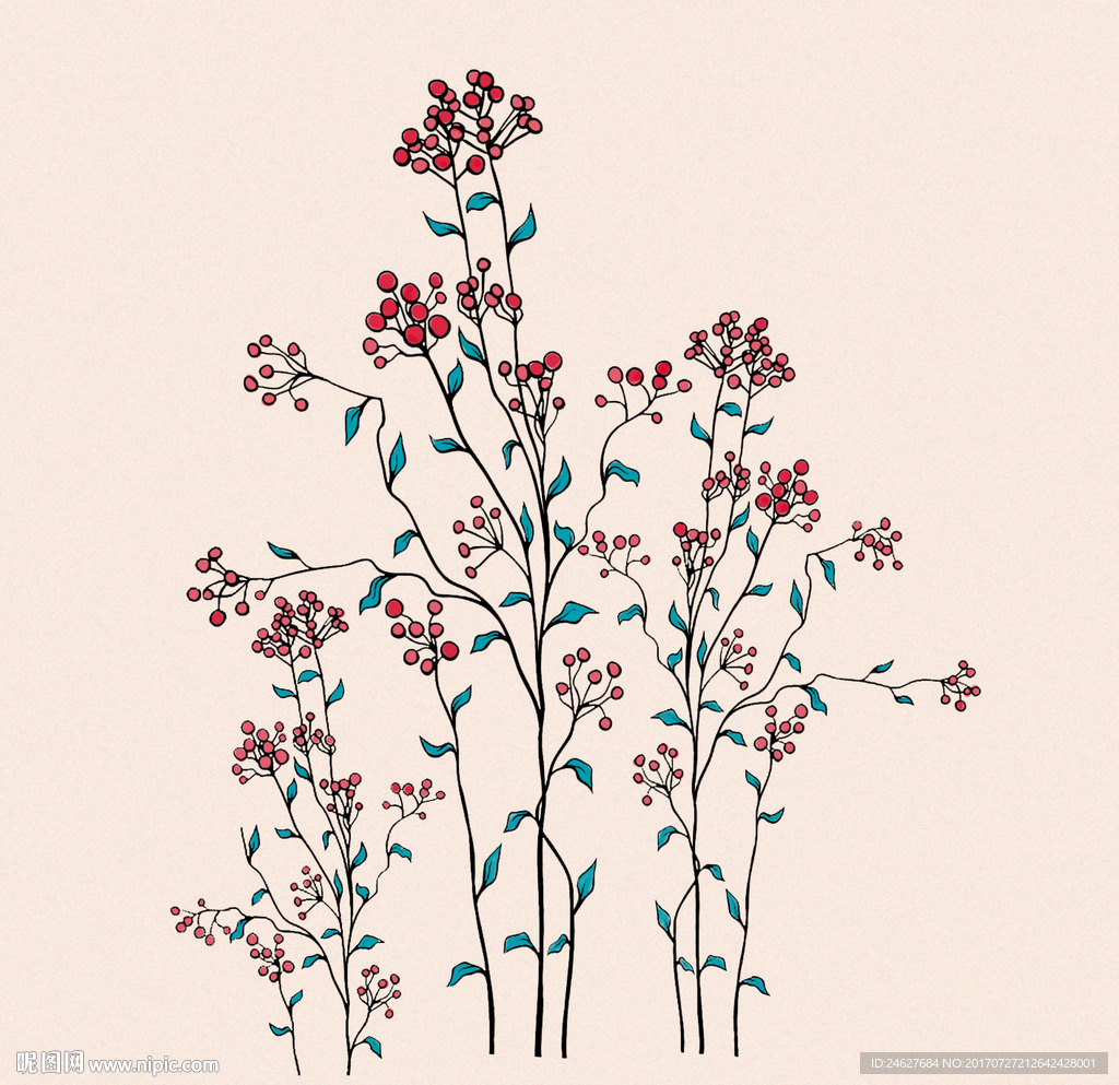 红珠子中式无框画