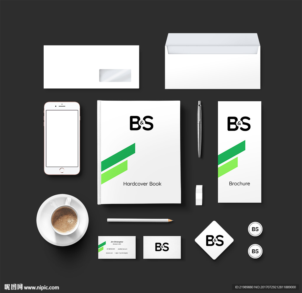 绿色商务办公素材样机