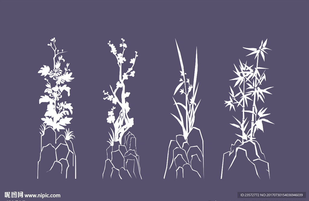 梅兰竹菊矢量图