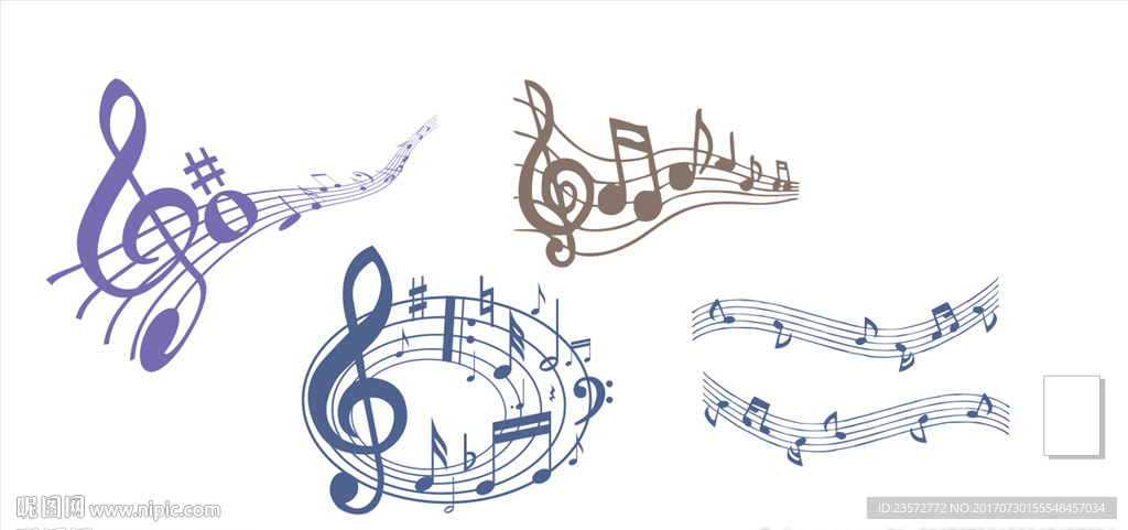 四个音乐符图案矢量