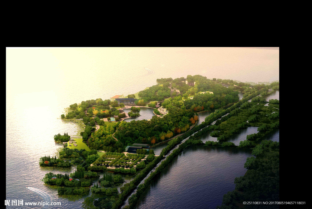 水景湖景景观别墅图