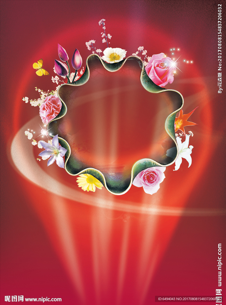 鲜花花环喜庆背景