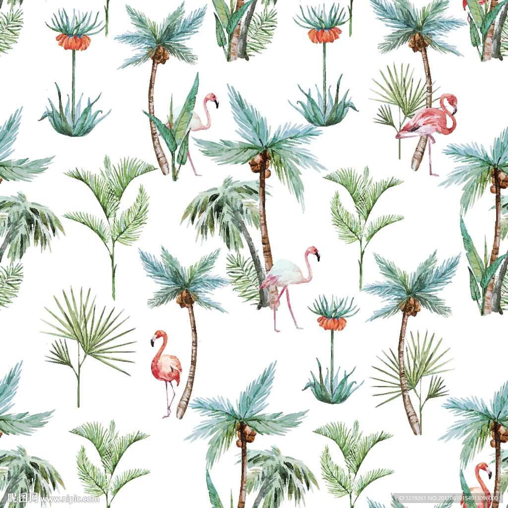 手绘花鸟图 可无缝循环对接图片