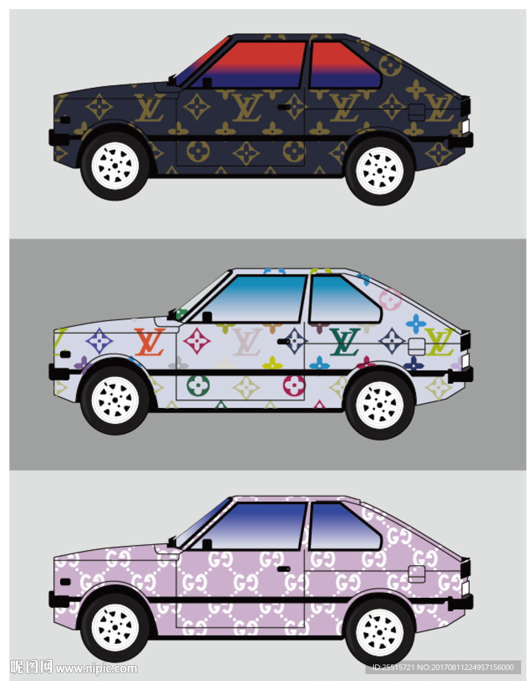 卡通印花个性汽车图片