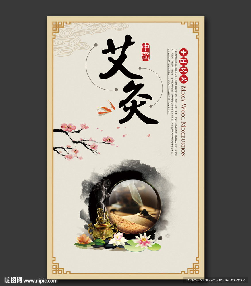 中医养生艾炙展板