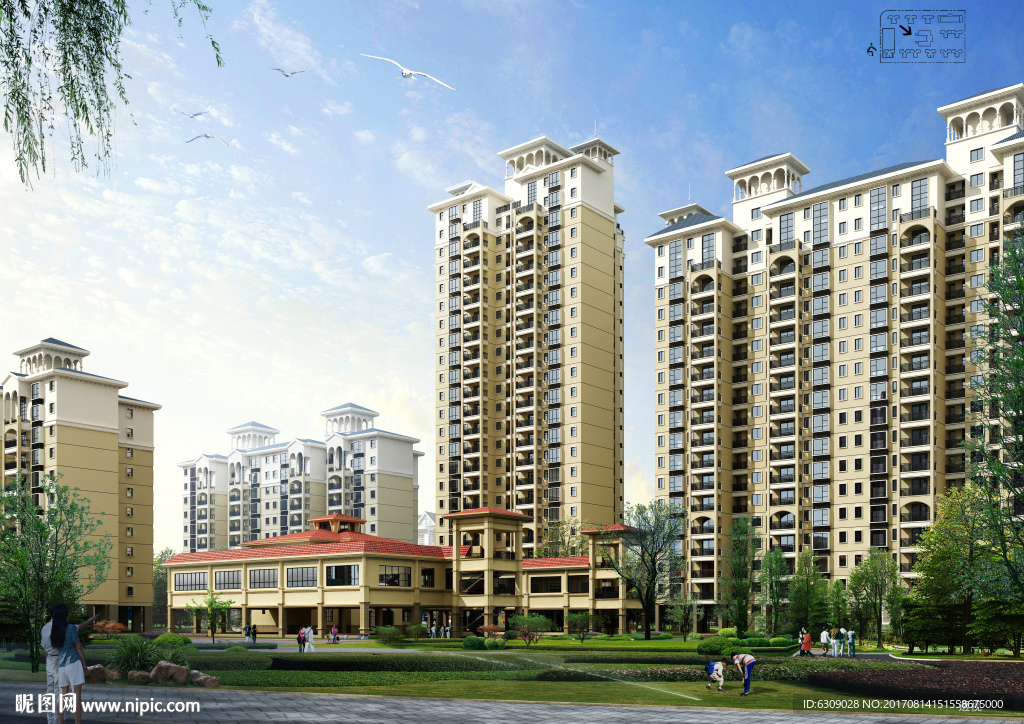 欧式住宅透视效果图