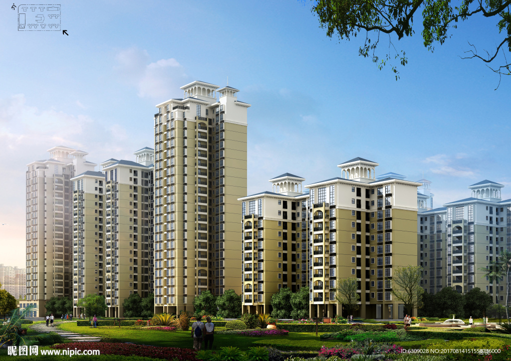 欧式住宅透视效果图