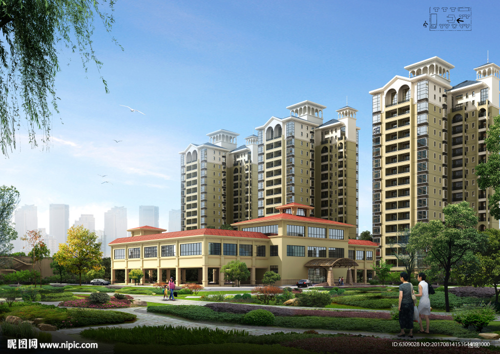 欧式住宅透视效果图