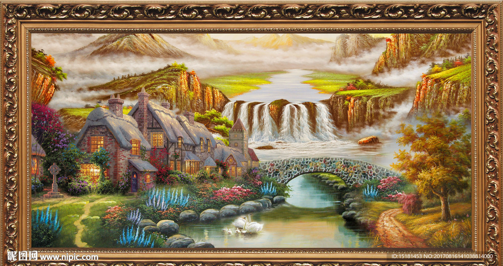 风景油画聚宝盆