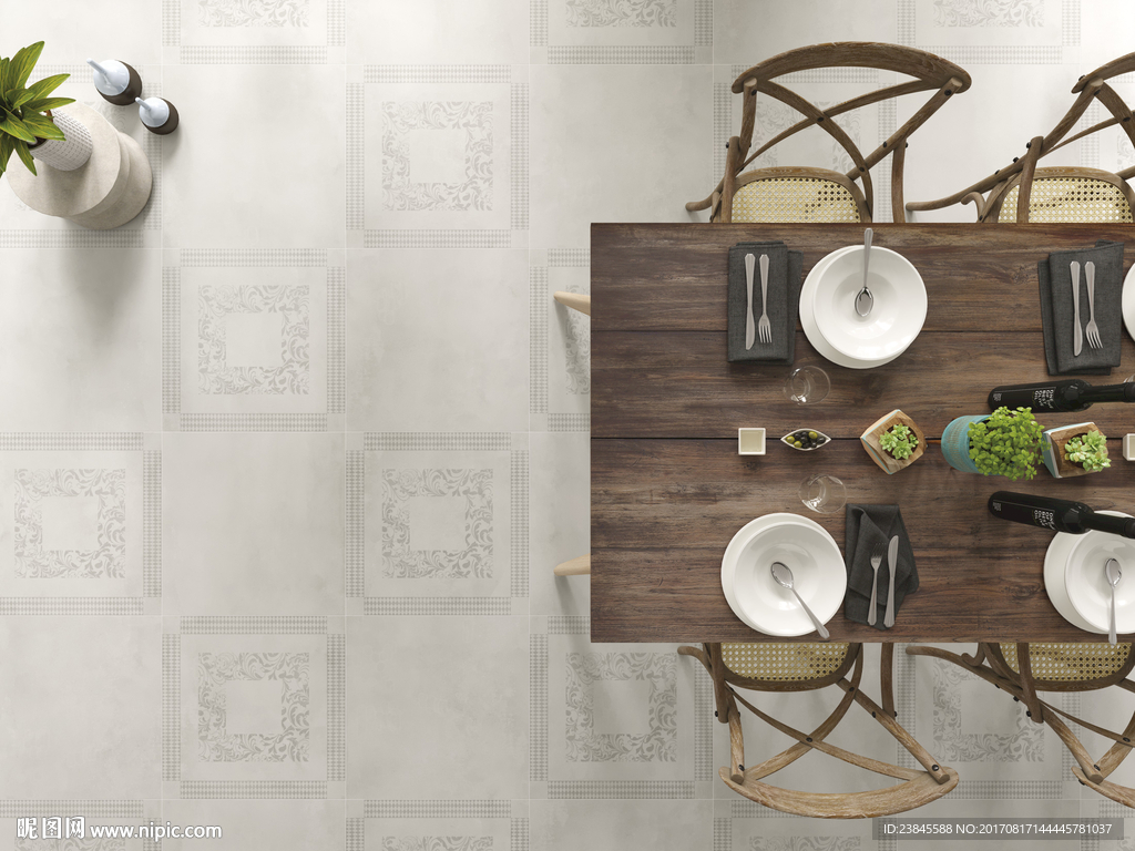 瓷砖效果图  餐厅   仿古砖