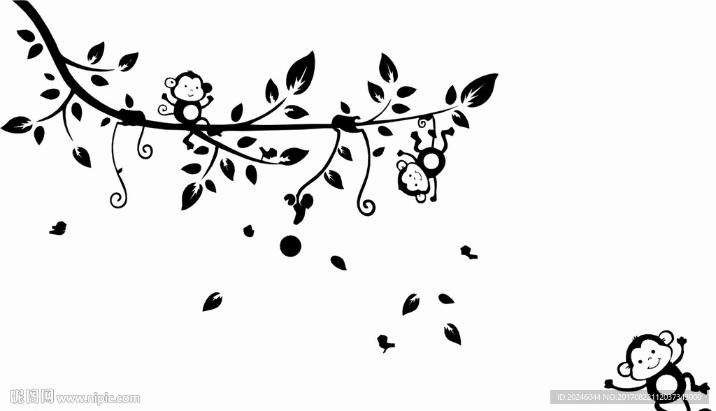 树上小猴子可爱吊尾猴