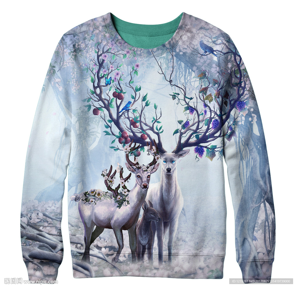 服装设计卫衣印花麋鹿图案