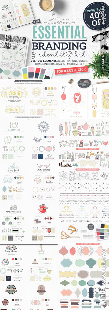 清新花卉花环LOGO图案