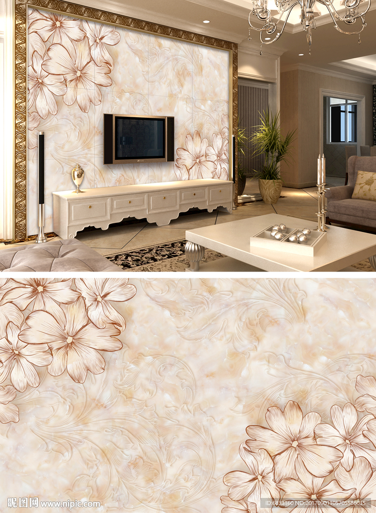 大理石电视背景墙含效果图