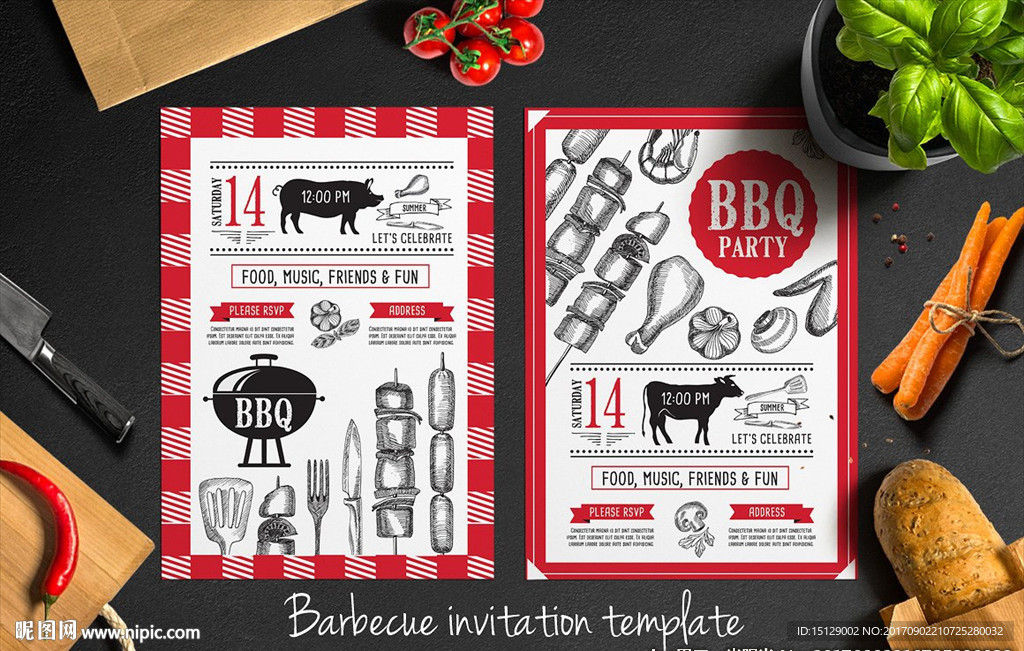 手绘卡通烧烤元素