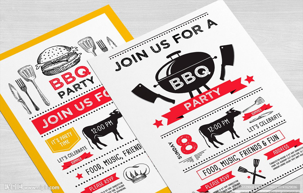 手绘卡通烧烤元素