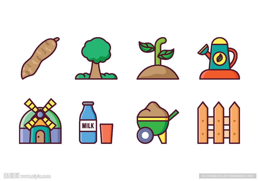 精致矢量农场种植图标