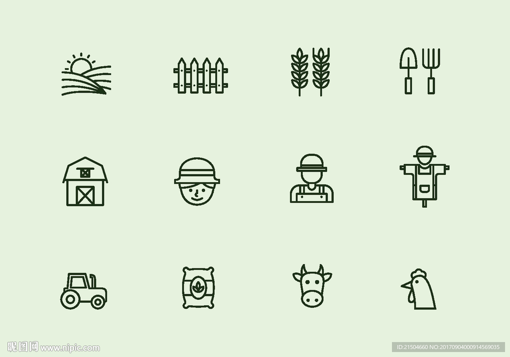精致矢量农场工具图标