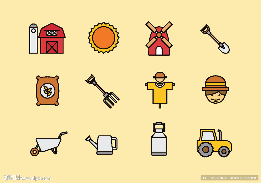 精致矢量农场工具图标