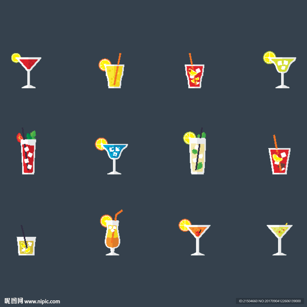 精致矢量饮品扁平图标