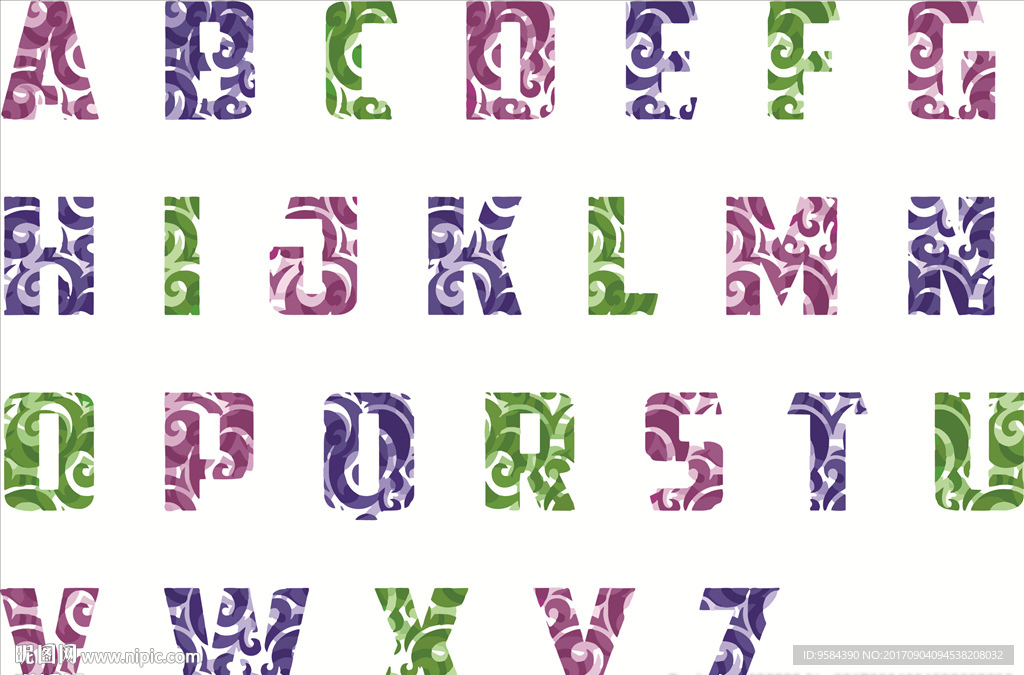 艺术花纹英文字母